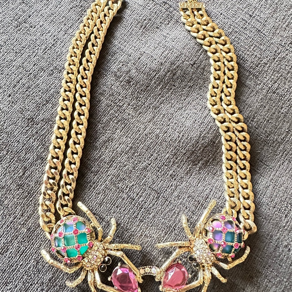 Betsey Johnson Gold-Tone Spider Frontal Statement Necklace